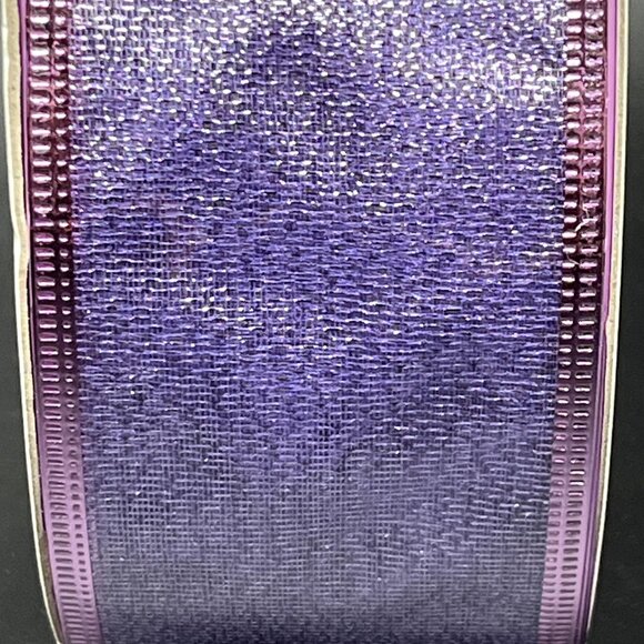 Wired Edge Ribbon 2" x 75' (25 yds) Shiny Metallic Lavender Tightly Woven Mesh - Picture 2 of 5